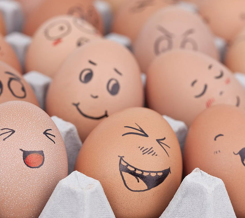Funny Eggs, expressions, brown, smile, funny, eggs HD wallpaper