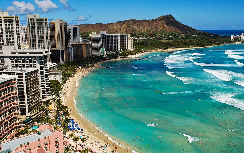Waikiki honolulu oahu hawaii plage nature. Fond d'écran HD