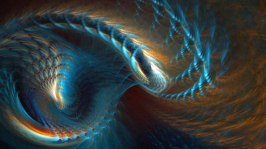 Brown Blue Feathers Bright Fractal Stripes Abstraction Abstract HD wallpaper