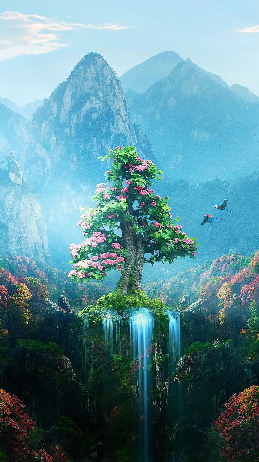 Forêt magique de nature colorée d'automne de printemps. Mobile Fond d'écran de téléphone HD