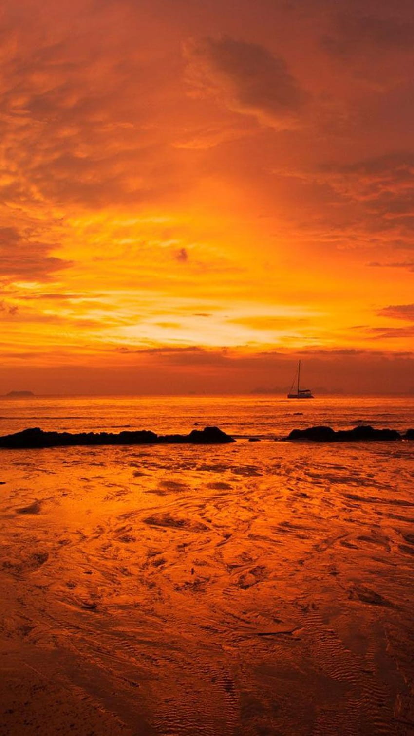 Oranye iPhone 9. iPhone oranye, Sunset iphone, Pantai wallpaper ponsel HD