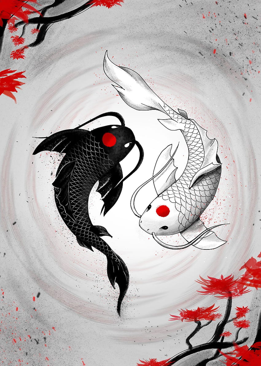 Pez Yin Yang, Arte De Pescado fondo de pantalla del teléfono