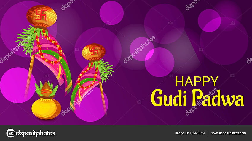 Illustration Background Happy Gudi Padwa Marathi New - HD wallpaper