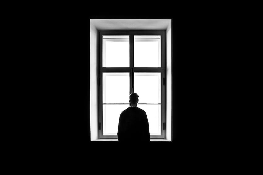 Minimalism, Bw, Chb, Window, Man, Loneliness HD wallpaper