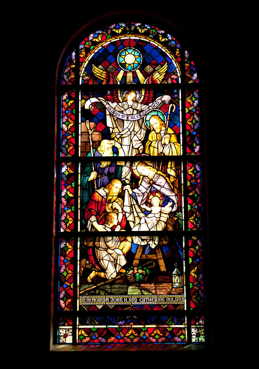 Buntglasfenster-Tour. Buntglasfenster, Buntglas, Buntglaskunst, katholische Glasmalerei HD-Handy-Hintergrundbild