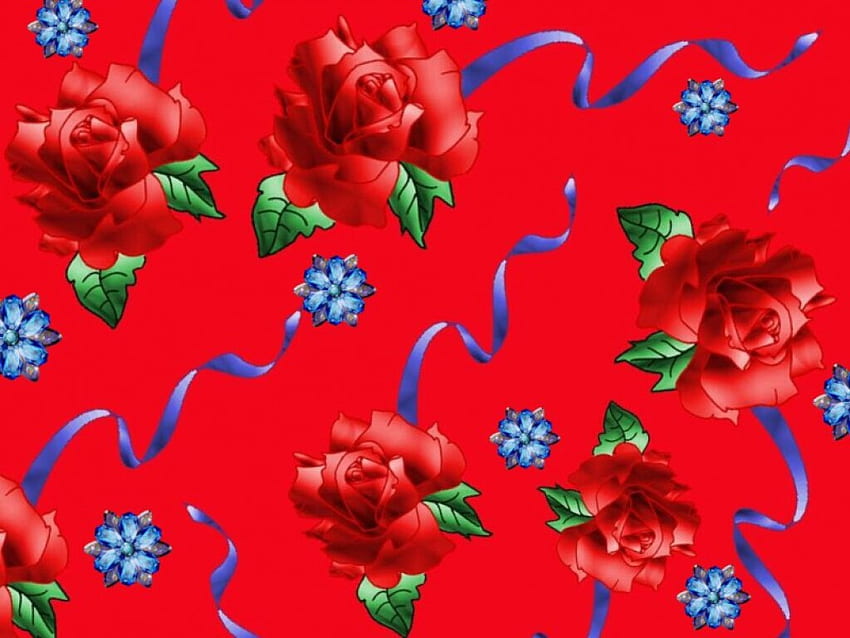 Red Roses & Blue Diamonds, Roses, Diamonds, Blue, Red HD wallpaper