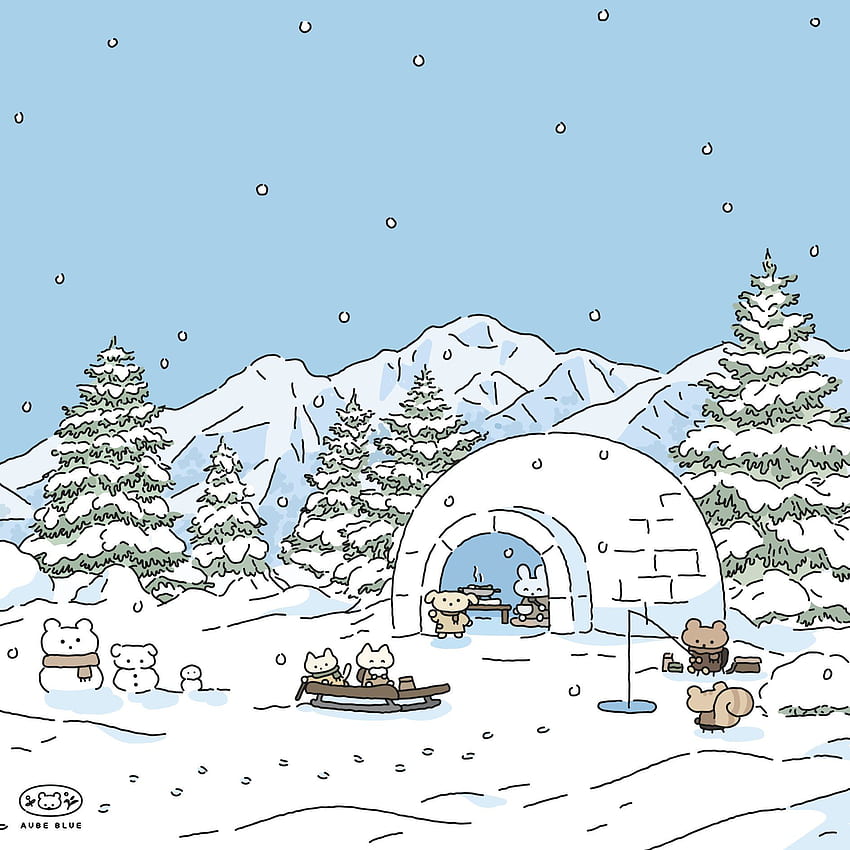 aube blue 오브블루 on Twitter. Kawaii , Cartoon , Cute cartoon, Cartoon Snow HD phone wallpaper