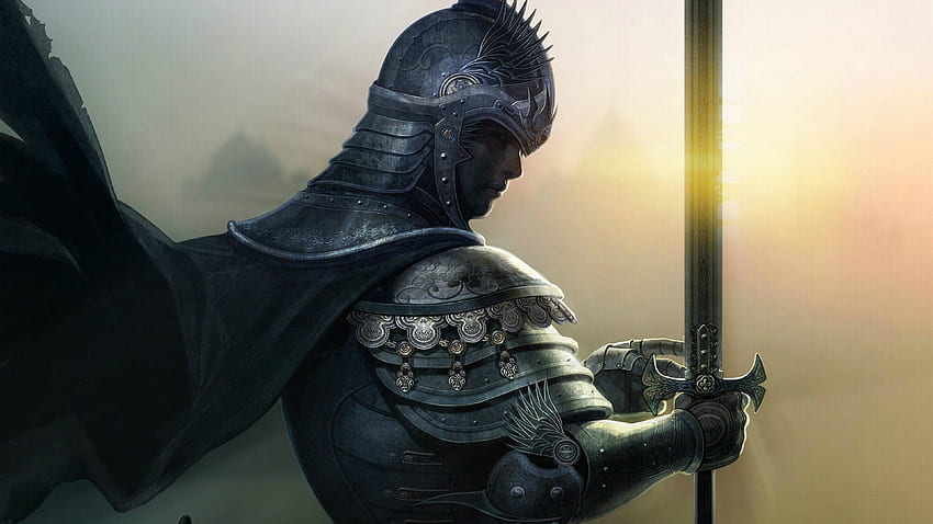 A Espada da Manhã. Guerreiro Fantasia, Cavaleiro Medieval, Cavaleiro de Armadura Brilhante, Guerreiro Espiritual papel de parede HD