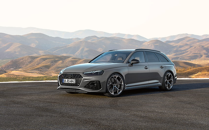 2023, Audi RS4 Avant Competition Plus, vista frontale, esterno, nuova RS4 Avant grigia, station wagon grigia, auto tedesche, Audi Sfondo HD