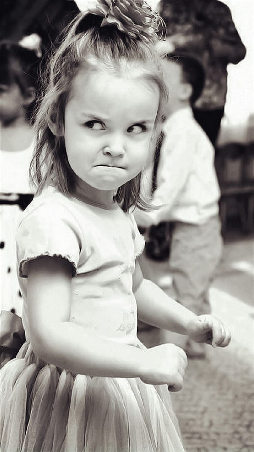 Cute Angry Girl Expression Black And White iPhone 8 , Mad Girl HD phone wallpaper