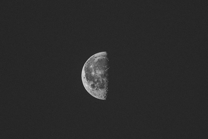 ขาวดำ, พระจันทร์ครึ่งดวง, กลางคืน วอลล์เปเปอร์ HD