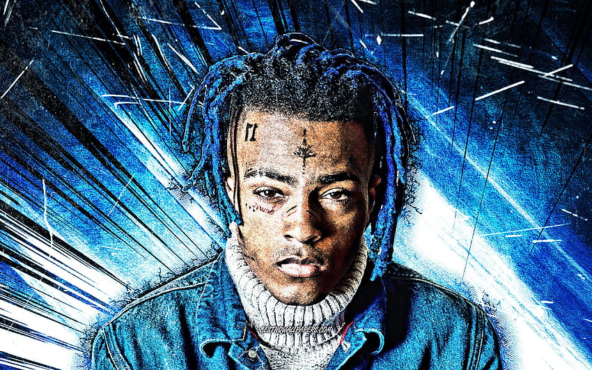 XXXTentacion, grunge art, american rapper, music stars, creative, blue abstract rays, american celebrity, Jahseh Dwayne Ricardo Onfroy, XXXTentacion for with resolution . High Quality HD wallpaper