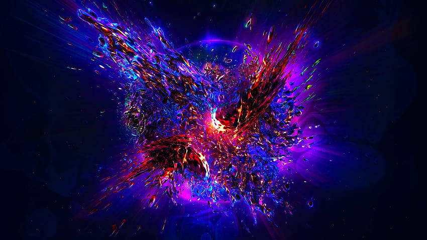 Explosion, Big Bang, Purple, 3D, , Abstract HD wallpaper