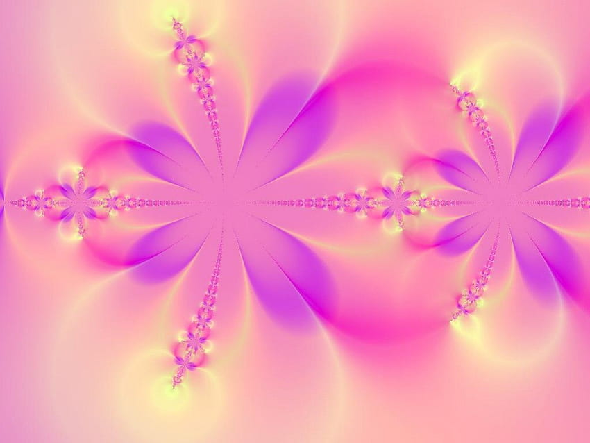 Pink & Purple Flower Fractal, purple, pink, light, flower, fractal HD wallpaper