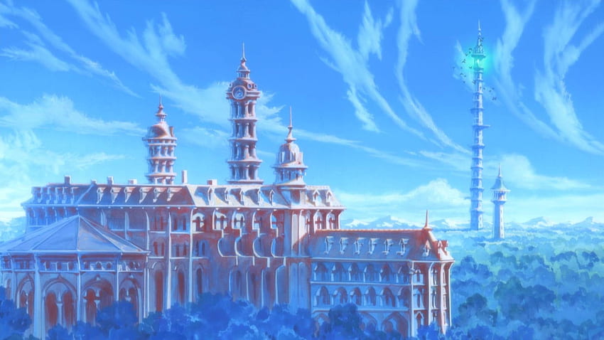 Gray building illustration, Little Witch Academia HD wallpaper