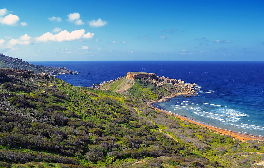 Nature, Horizon, Coast, Malta, Sea Sky, Ghajn Tuffieha HD wallpaper