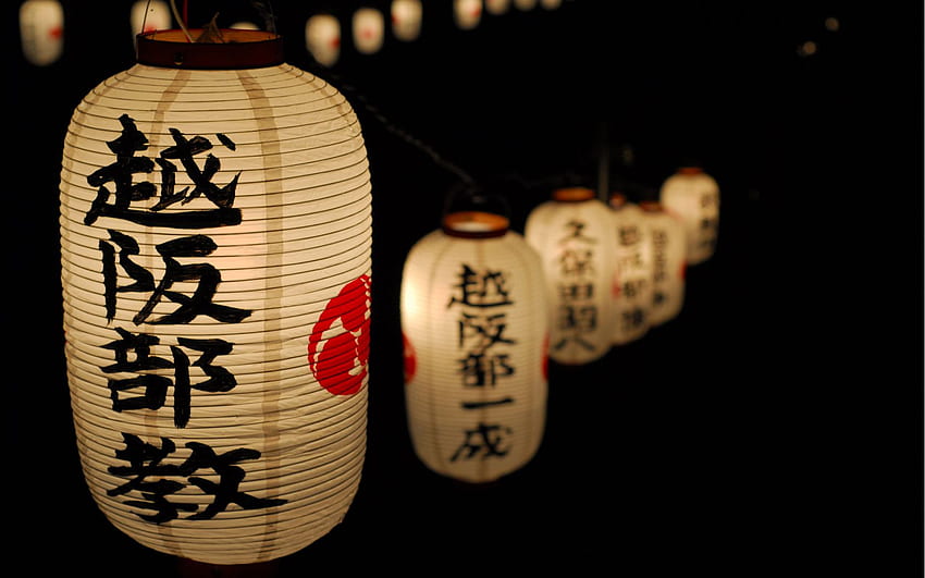 paper, japanese, lanterns, depth of field HD wallpaper