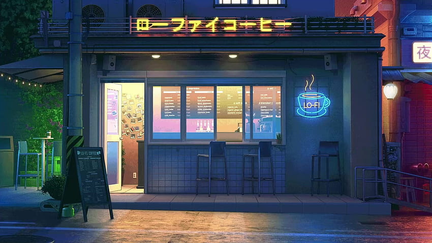 Lofi Coffee Shop Night Live, Shop Anime fondo de pantalla