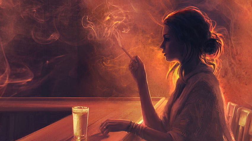 Girl Smoking Artwork Resolution , Artist , , and Background, Lofi Smoke HD wallpaper