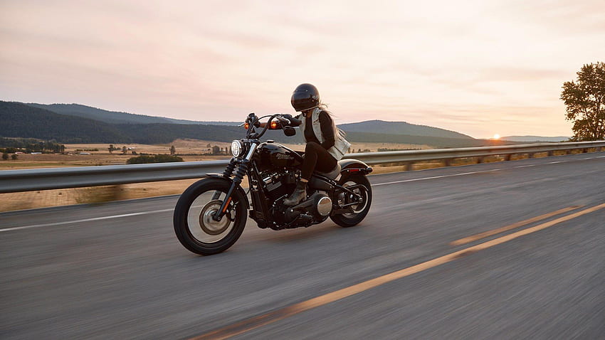 Harley Davidson Cruiser Bike on Highway 48970 HD wallpaper