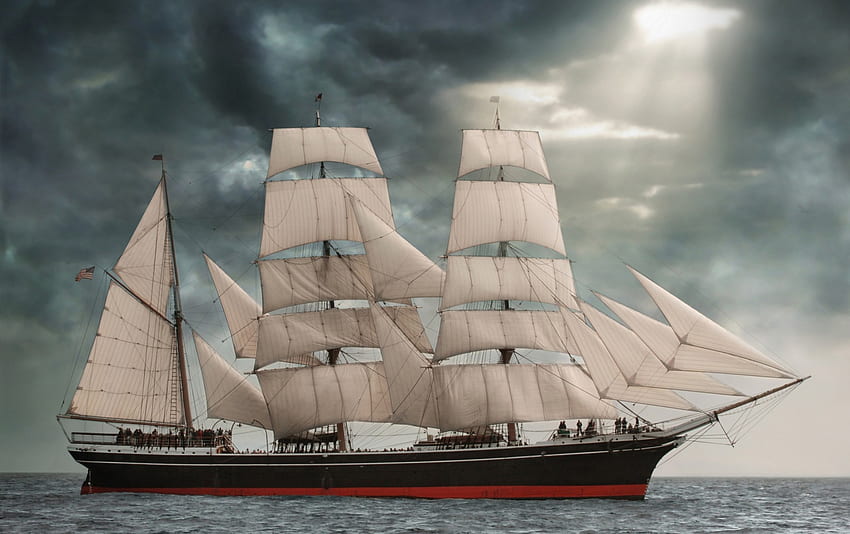 Segelschiff, Segeln, Schiff, Wasser, Ozean HD-Hintergrundbild