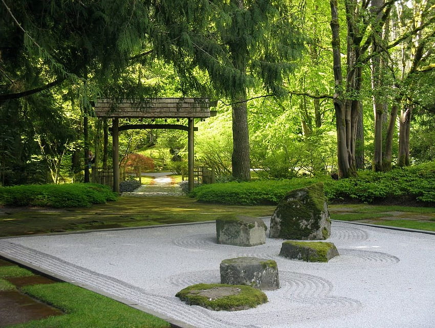 Manshu'nun Etkileşime Geçmesi İçin Keskin Budist Tapınağı Japon Kaya Bahçesi, Japonya Zen HD duvar kağıdı