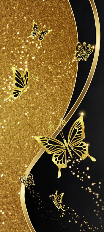 Gold Butterflies Wallpaper –