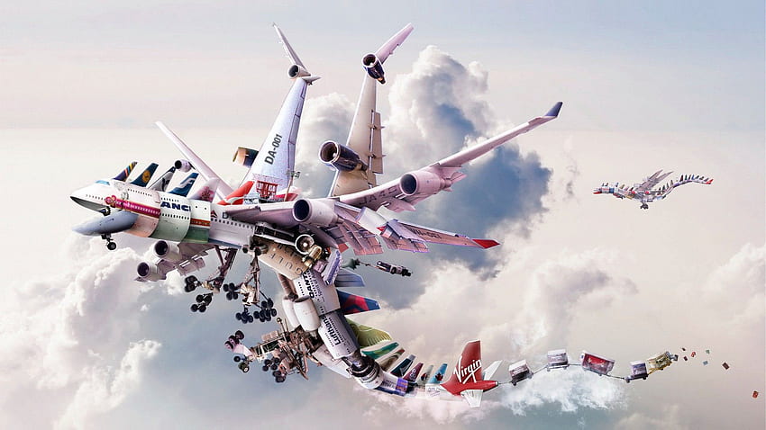 nuvens, aviões, dragões, Emirados Árabes Unidos, skyscapes, unidos papel de parede HD