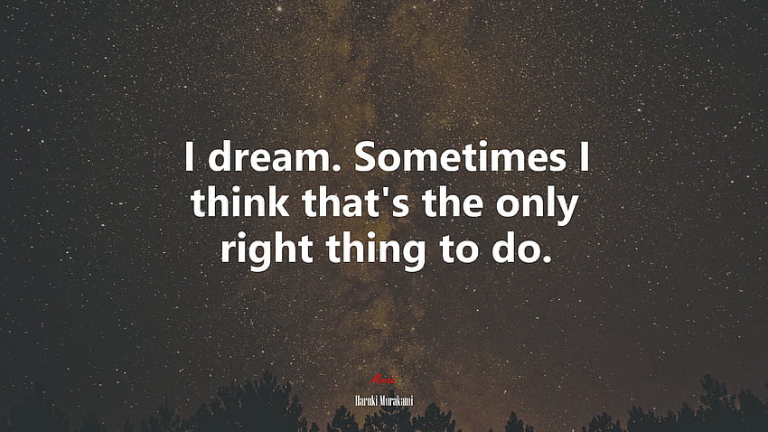 I dream. Sometimes I think that's the only right thing to do. Haruki Murakami quote, . Mocah HD wallpaper