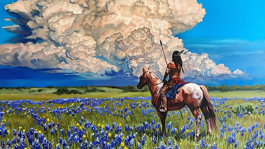 meine Prärie, amerikanischer Ureinwohner, Wolken, gemalt, Kunst HD-Hintergrundbild