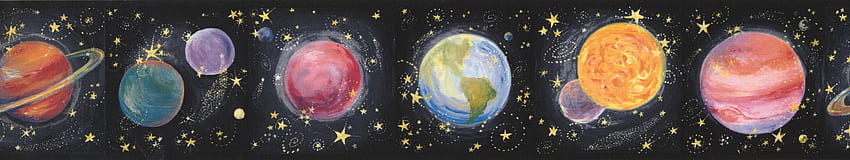 Solar System Planets on Black Border for Kids Bedroom, Solar System Aesthetic HD wallpaper
