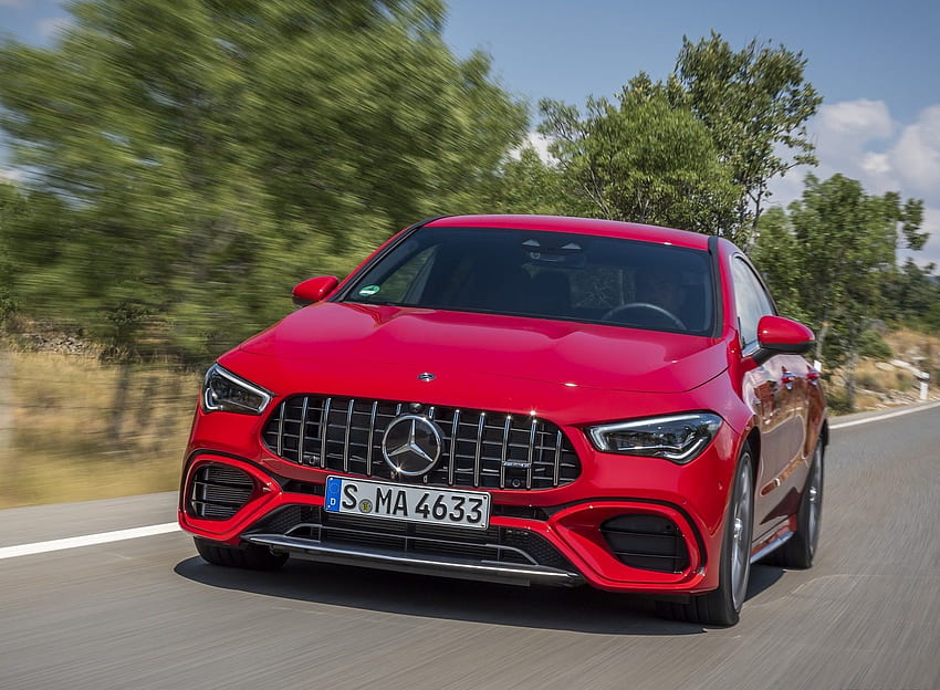 Mercedes AMG CLA 45 (Color: Jupiter Red) Front (1) NewCarCars HD wallpaper