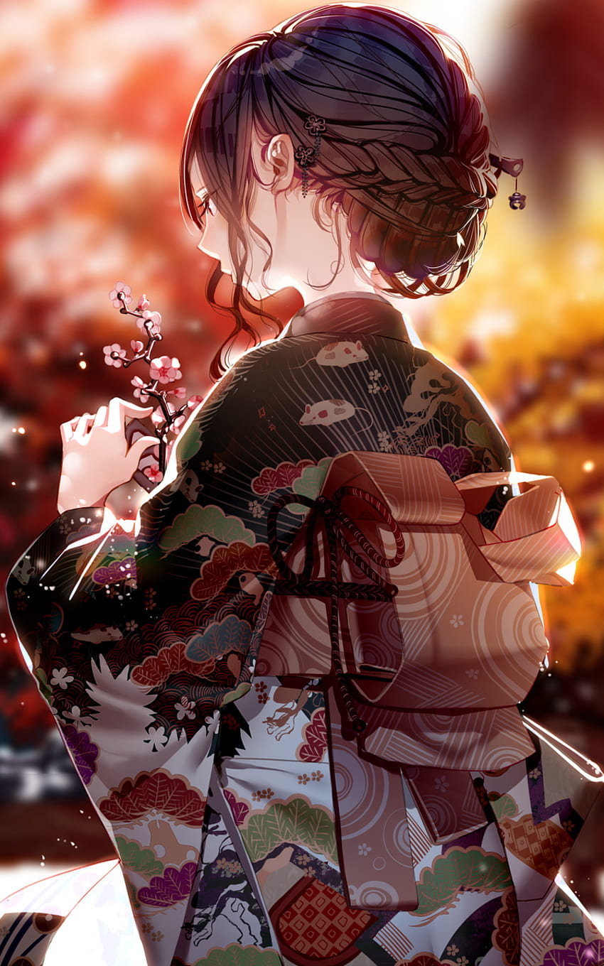 Kimono Dress Anime Girl Nexus 7, Samsung Galaxy Tab 10, Note Android Tablets, , Tło i, Anime Girl Yukata Tapeta na telefon HD