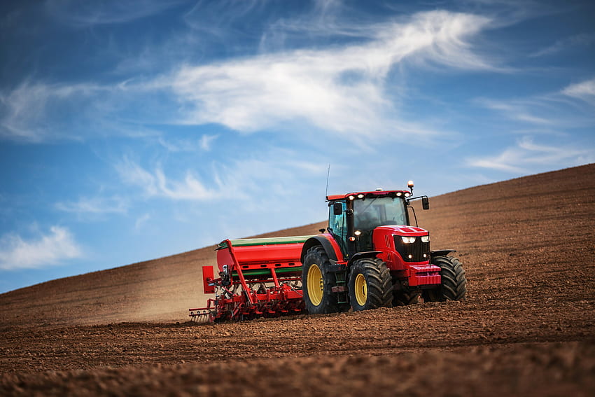Hochauflösender Traktor. Amerikanische Landwirtschaft, hohe Auflösung, Traktoren, landwirtschaftliche Flächen HD-Hintergrundbild