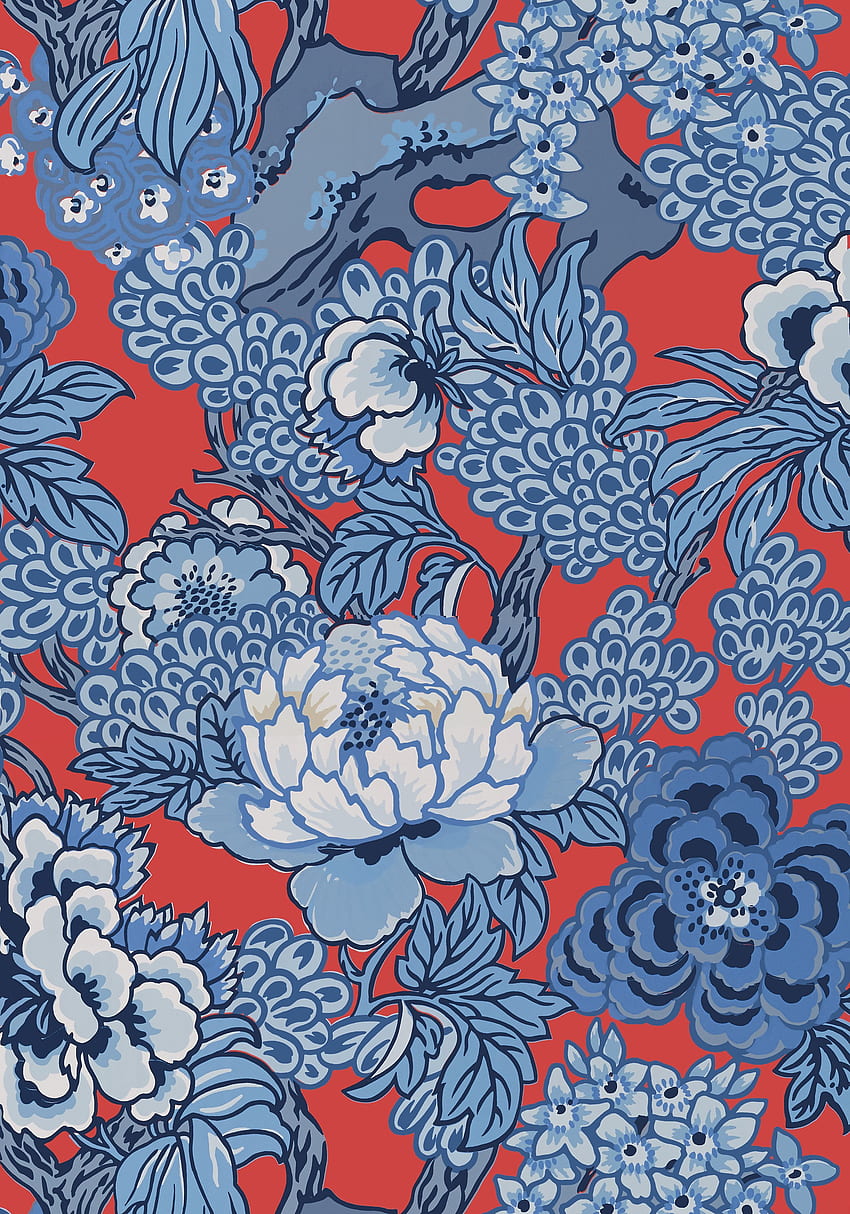 HONSHU, Red and Blue, T75489, Collection Dynasty, Blue Oriental HD telefon duvar kağıdı