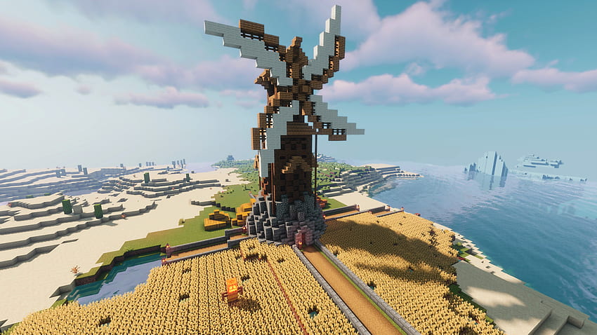 Вятърна мелница Minecraft HD тапет