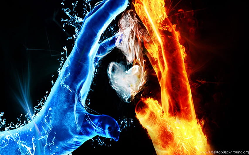 > Fajne tło ognia i wody, woda kontra ogień Tapeta HD