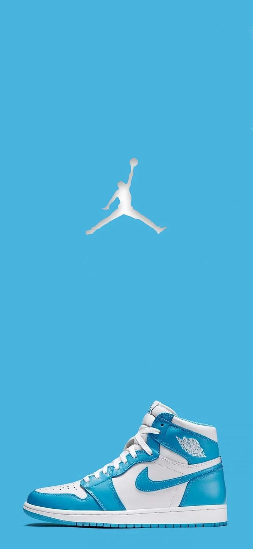 エアジョーダン1(UNC)です。 ジョーダンの靴、ジョーダンのロゴ、2021年のスニーカー. ジョーダンのロゴ、スニーカー、靴、青いジョーダンのロゴ HD電話の壁紙