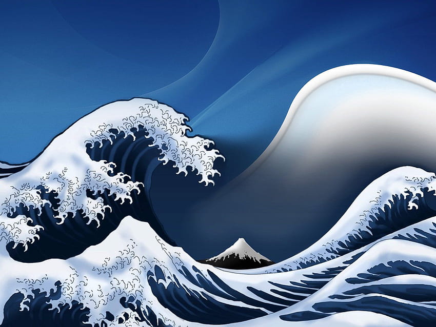 waves, Digital, Art, The, Great, Wave, Off, Kanagawa / and Mobile Background, Japan Wave HD wallpaper