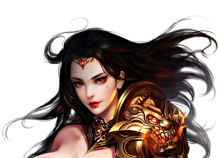 1080p Free Download Fantasy Girl White Asian Brunette Girl Beauty Armor Woman Fantasy 6447
