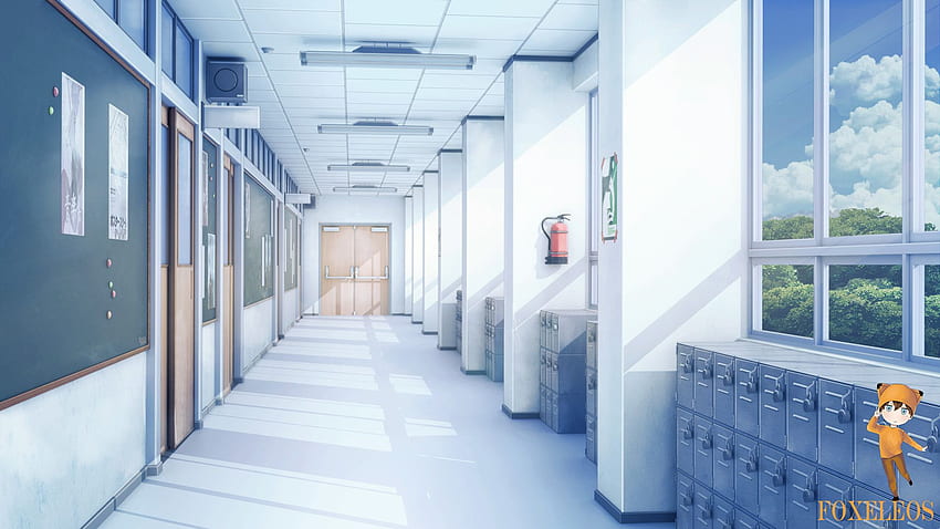 Ilmu Pengetahuan 7: Anime Okulu Arka Planı, Anime Okulu Koridoru HD duvar kağıdı