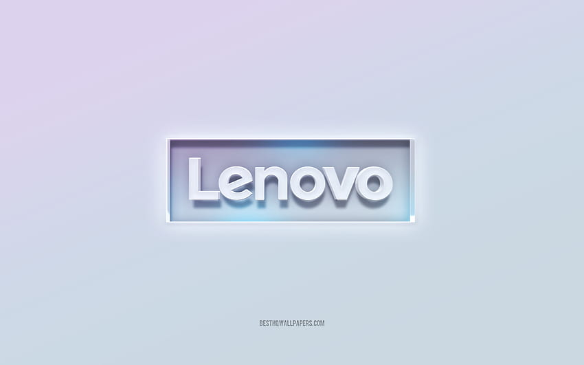 Лого на Lenovo, изрязан 3d текст, бял фон, лого на Lenovo 3d, емблема на Instagram, Lenovo, релефно лого, емблема на Lenovo 3d HD тапет