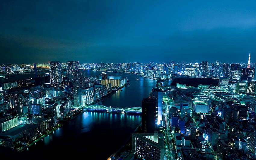 Cities, Rivers, Night, Building, Tokyo HD wallpaper