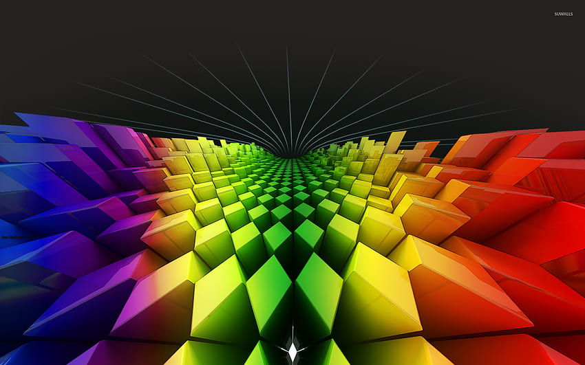Rainbow rhombuses - 3D , Rainbow 3D HD wallpaper