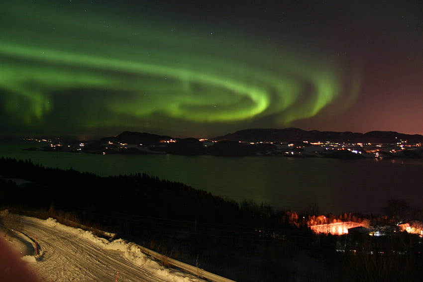 Aurora Borealis, небе, природа, зелено HD тапет