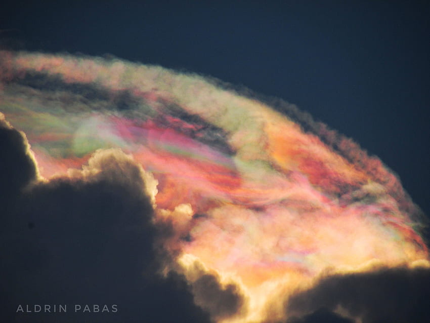 Earth Shaker PH - LOOK! An astonishing vivid iridescent clouds also known as rainbow clouds was captured by ES Team Member Aldrin Lasutan Pabas as seen from their window in Brgy, Cloud Iridescence HD wallpaper