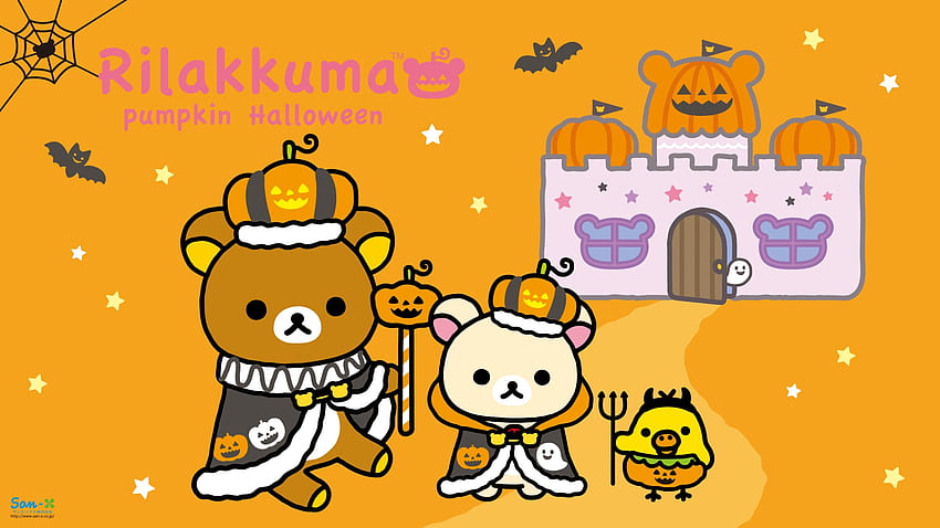 Halloween Rilakkuma, Orange, Halloween, Bear, Castle, Rilakkuma HD wallpaper