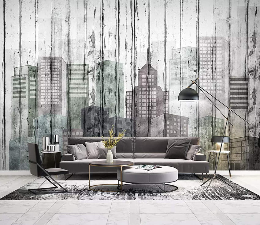 Murwall City Architecture Cityscape Wall Mural Drawing Art Wall Decor Architect's Office Decor Cafe Design : ハンドメイド製品, 建築図面 高画質の壁紙