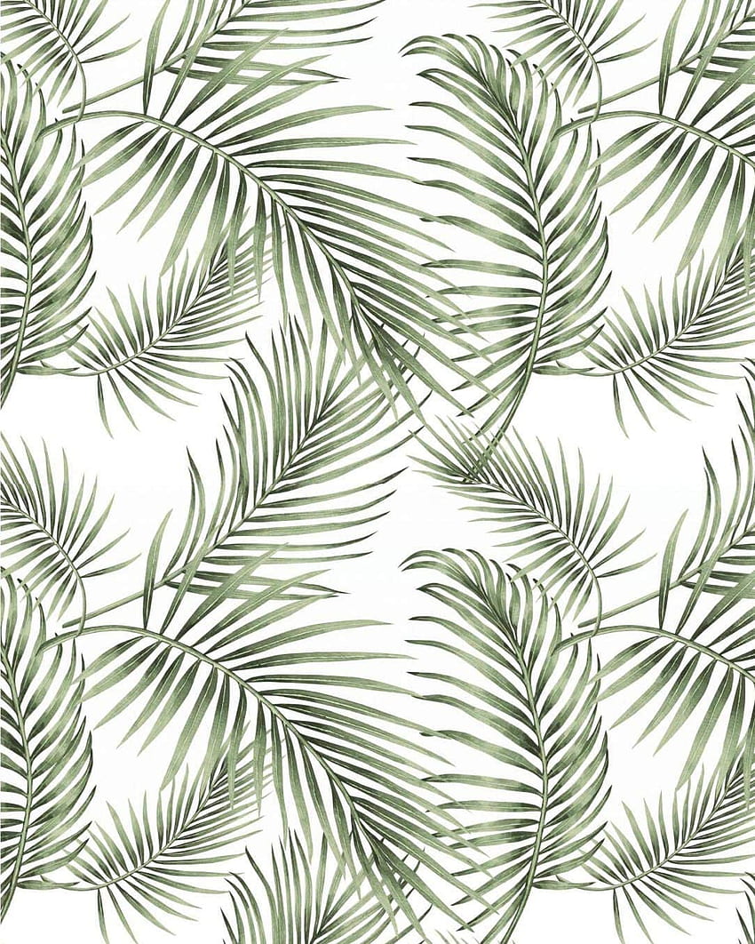 ปาล์มเขตร้อนป่าฝนใบกระดาษผนังป่าติดด้วยตนเองลอกและติดสีเขียวไวนิลที่ถอดออกได้ป่า 17.7” × 78.7”, พิมพ์ใบไม้ วอลล์เปเปอร์โทรศัพท์ HD