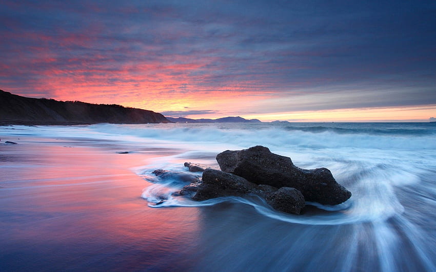 Sunset beach seascapes ., Blue Sunset Beach HD wallpaper